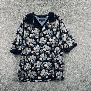Tommy Hilfiger Golf Mens Polo Shirt Extra Large Blue Floral 100% Cotton Pullover